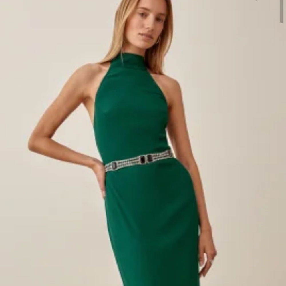 The Reformation Felippa emerald green halter dress never been worn